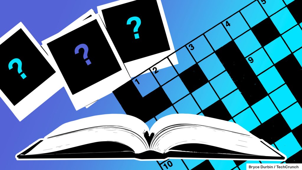 illustration of flash cards, a textbook and a crossword puzzle