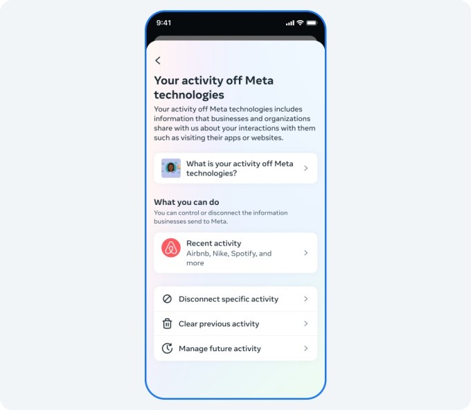 A new menu to control Off Meta activities