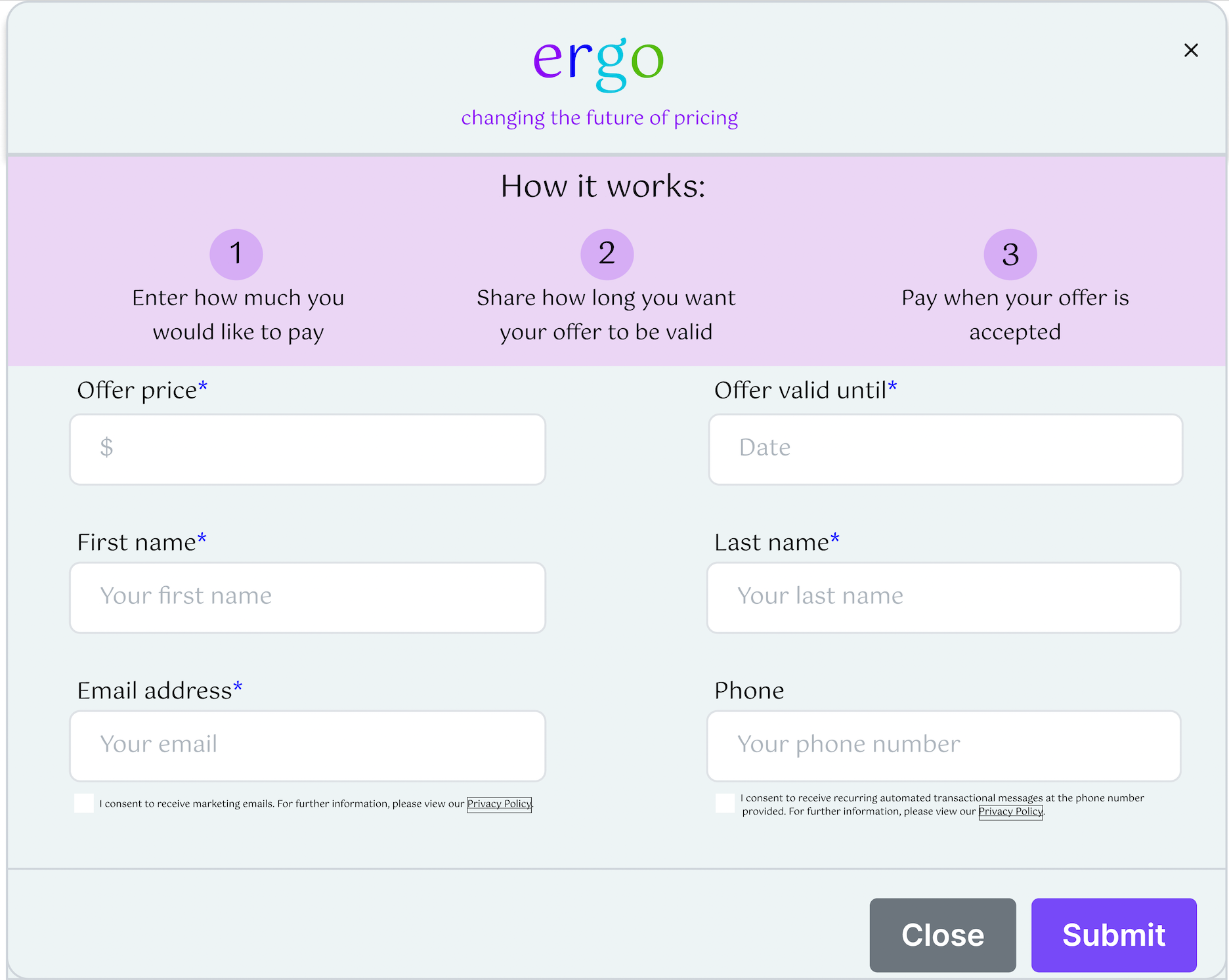 Ergo, pricing negotiation, Shopify