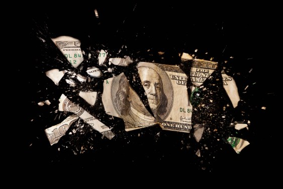 Cracked one hundred dollar bill