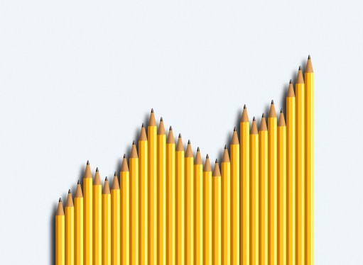 a graph made out of yellow pencils