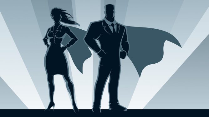 Superhero business people