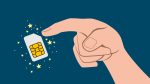 Illustration of a hand and a magic SIM card