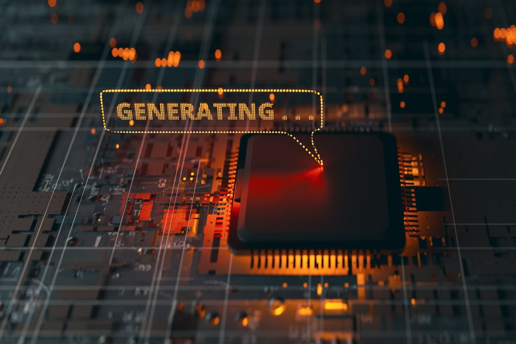 Artificial intelligence cpu is generating user requests, 3d rendering