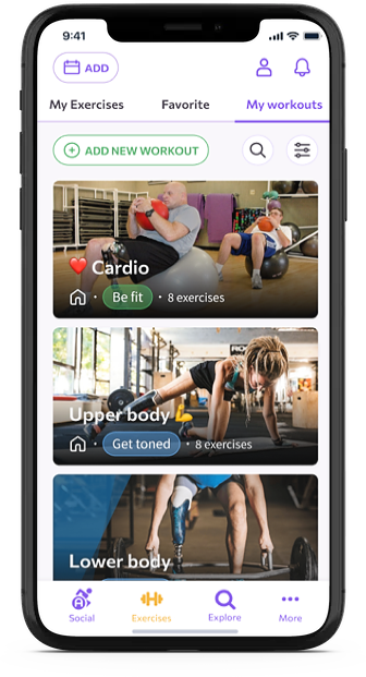 Accessercise app screenshot - My workouts