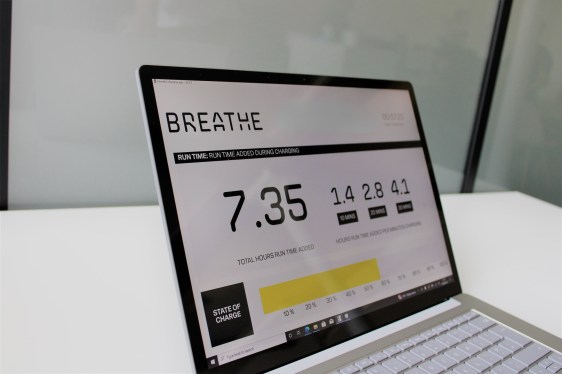 Laptop displaying a demonstration of Breathe Battery Technologies' software.