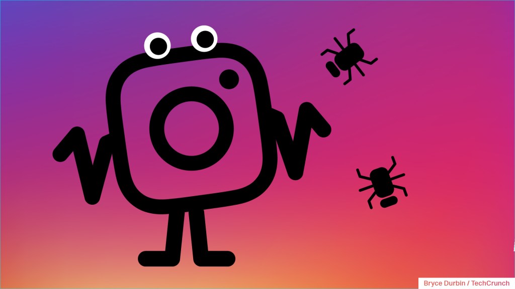 Instagram's logo with eyes and arms in a shrugging position.