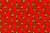 a sea of patterned green bugs with yellow bitcoin logos on them on a red background