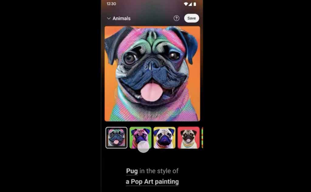 A screenshot of YouTube Music's new AI-generated playlist art tool
