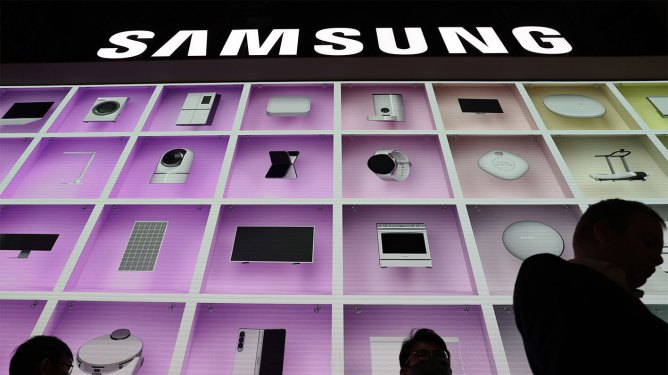 Attendees visit Samsung booth at CES 2023