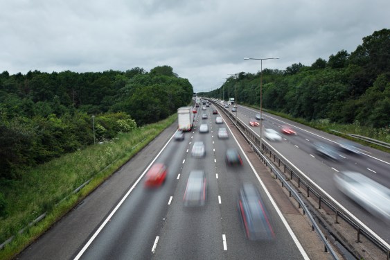 blurred traffic on a highway