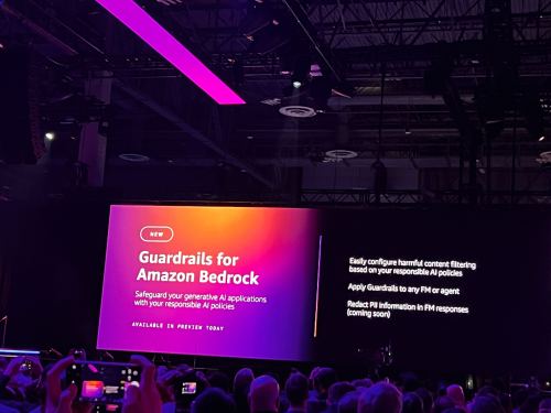 guardrails for Amazon Bedrock announcement at AWS re:Invent 2023.