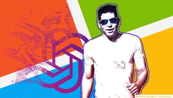 Sam Altman walking away from a dissolving OpenAI logo