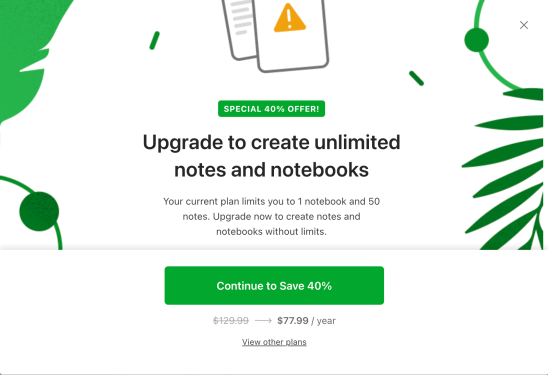 Evernote screenshot