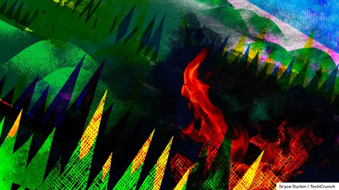 trippy forest fire artwork