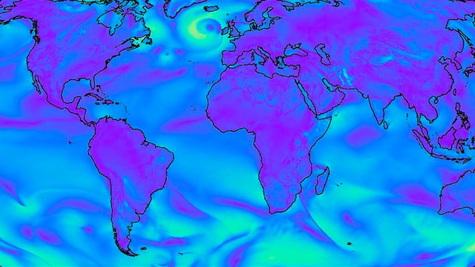 World map; blue