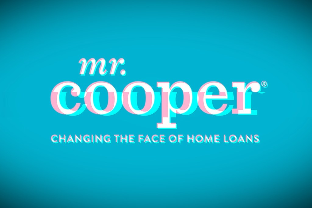 a glitchy image of Mr. Cooper's logo on a blue vignetted background