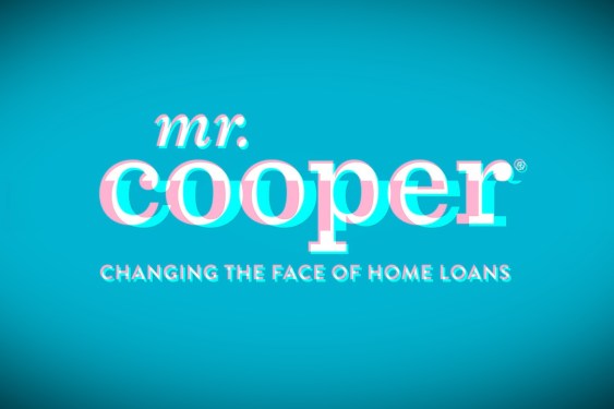 a glitchy image of Mr. Cooper's logo on a blue vignetted background