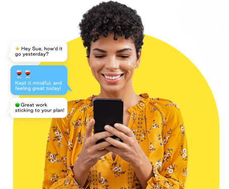 Woman using Sunnyside app.