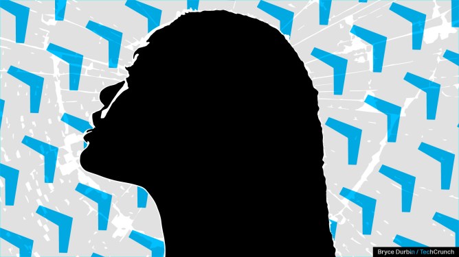 A Black woman looking up as Blue arrows point upward behind her.