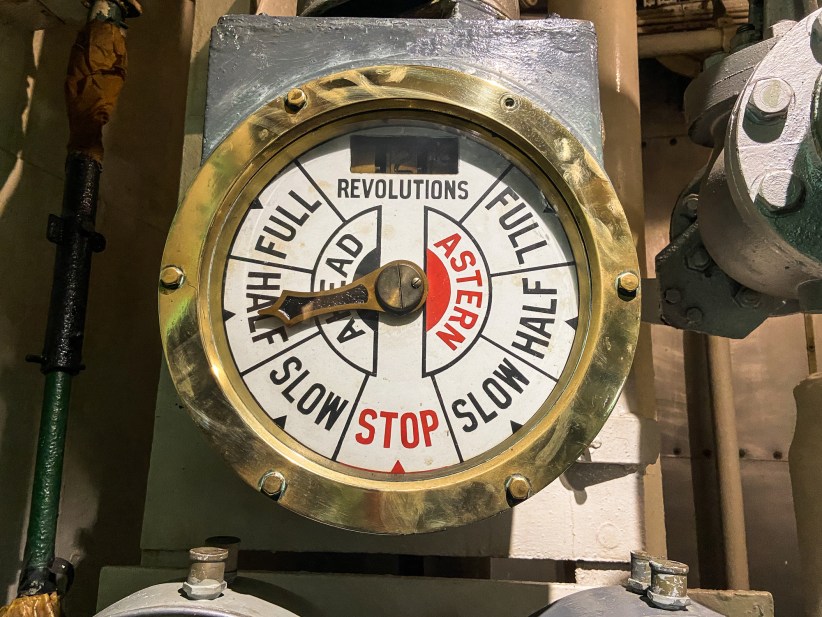 Ship's engine control set to half speed.