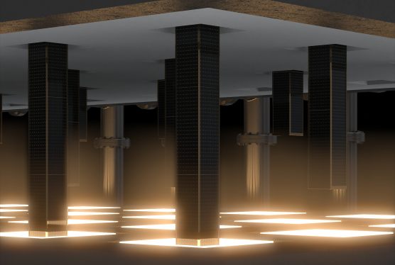 Fourth Power's thermophotovoltaic panels hover above heat transfer stacks.