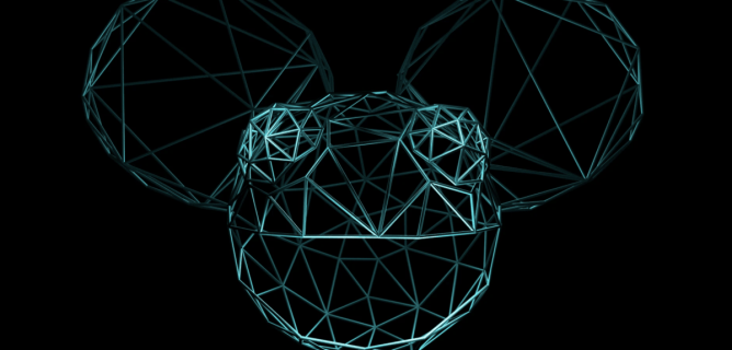 deadmau5 mouse head/ears depicted in green frame with black background