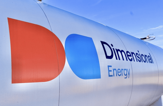 Dimensional Energy logo on section of pipeline