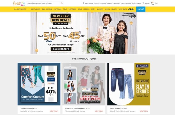 FirstCry web page