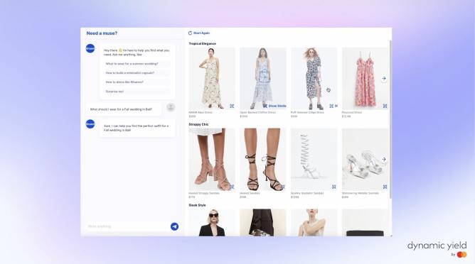 A screenshot of Mastercard's new AI shopping tool