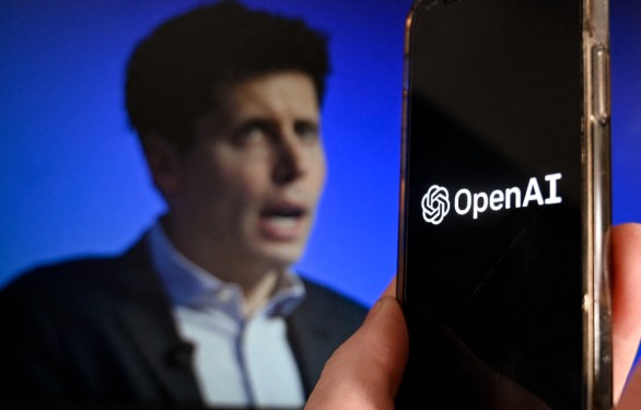 OpenAI logo and Sam Altman