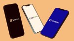 render of digital bank logos on smartphones