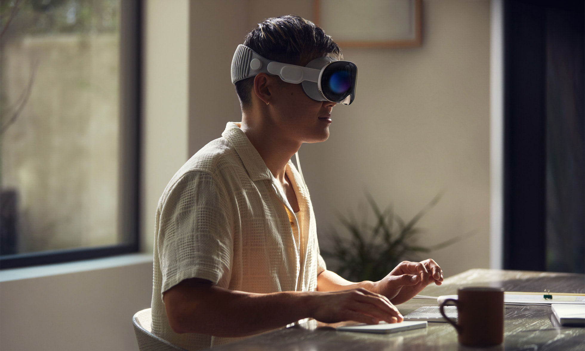 person using Apple Vision Pro headset