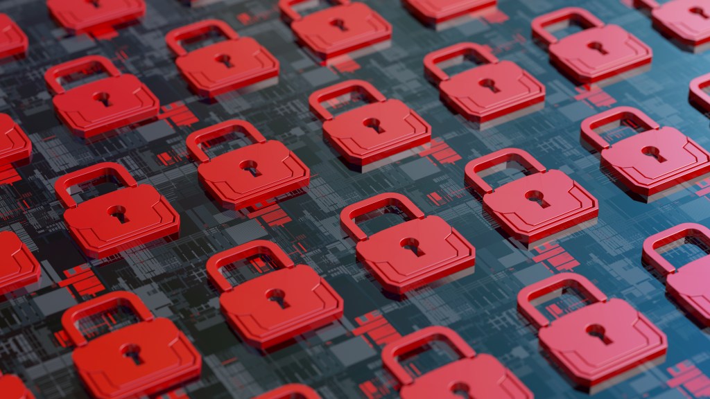 Cybersecurity concept red padlocks