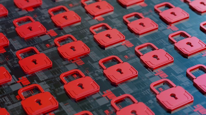 Cybersecurity concept red padlocks