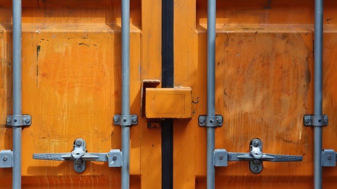 Detail of shipping container door