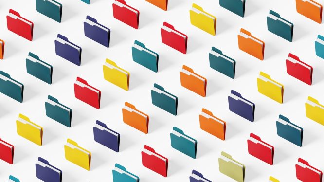 3D image showcasing folders arranged in a pattern depicting organization and variation concepts
