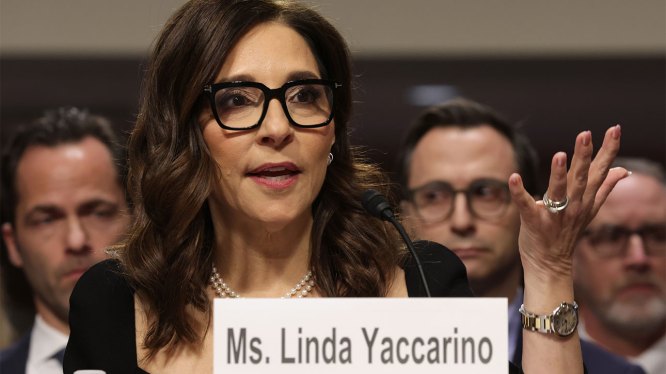 Linda Yaccarino, CEO of X, testifies before the Senate Judiciary Committee at the Dirksen Senate Office Building on January 31, 2024 in Washington, DC.