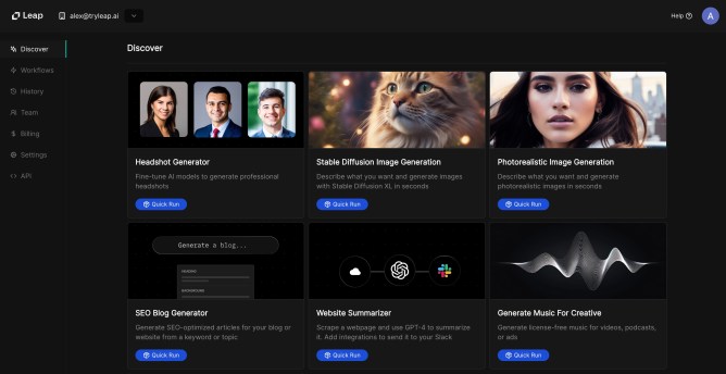 Leap AI templates