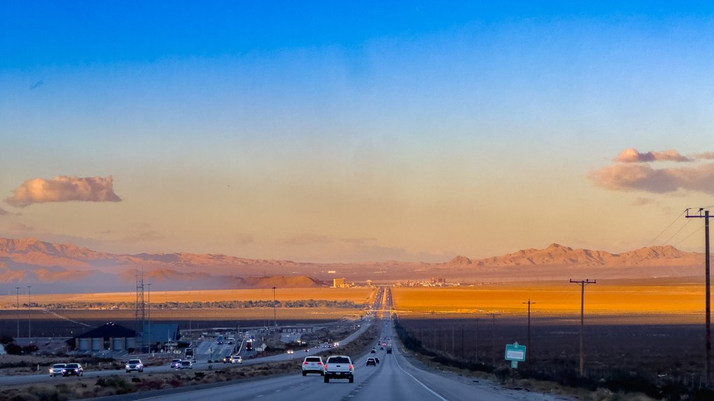 A sunset over Las Vegas (in the distance)