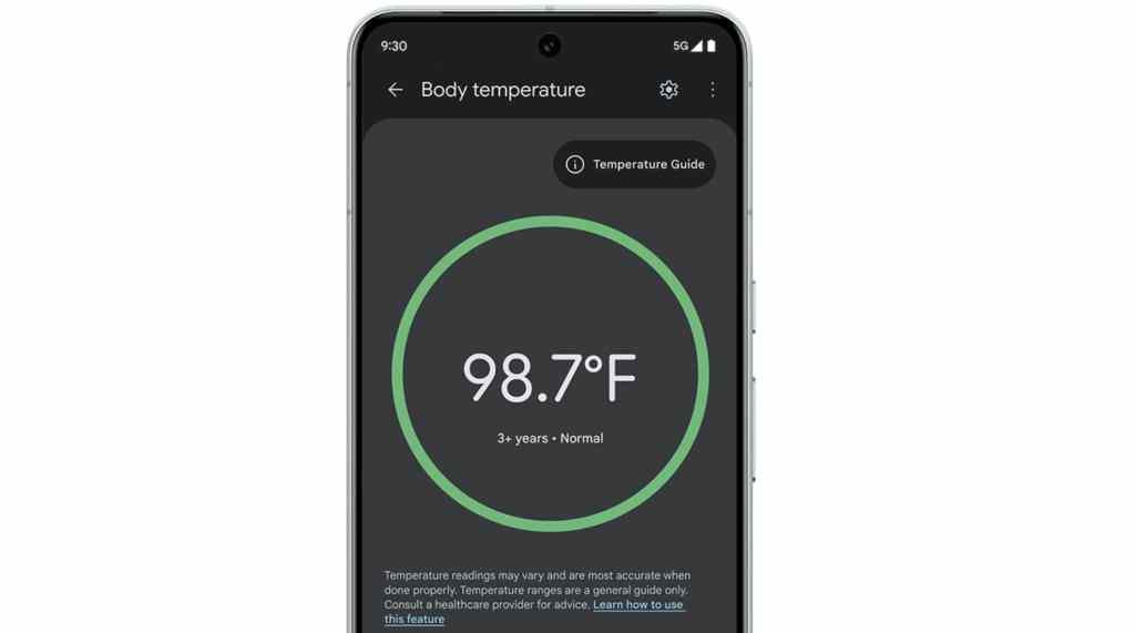 The temperature app on a Pixel 8 Pro
