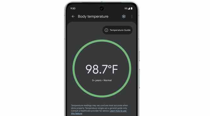 The temperature app on a Pixel 8 Pro