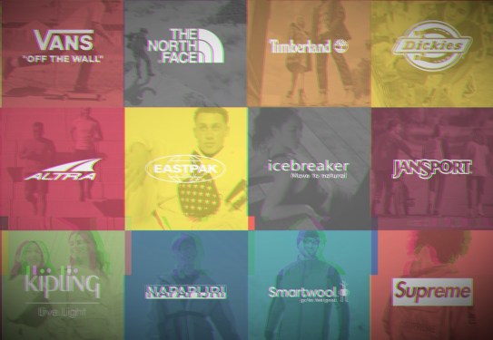 a screenshot of VF Corp's brands per its website, including The North Face, Supreme, and Vans