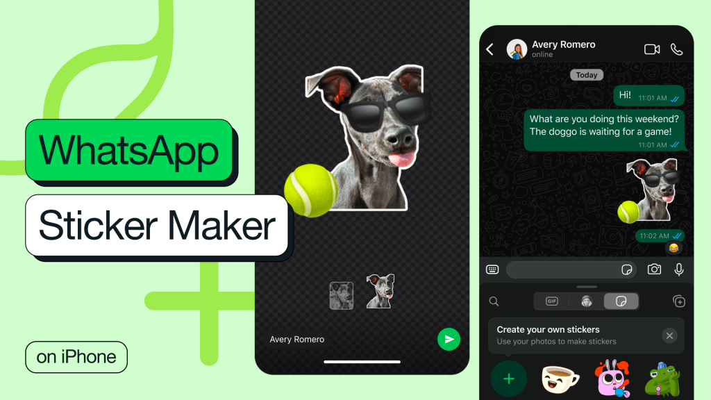 Two screenshots of WhatsApp's new sticker maker