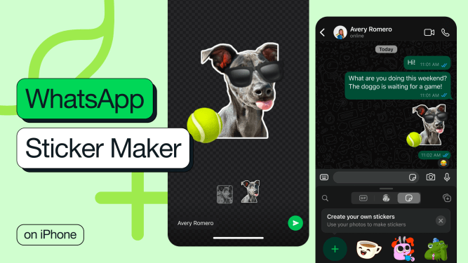 Two screenshots of WhatsApp's new sticker maker