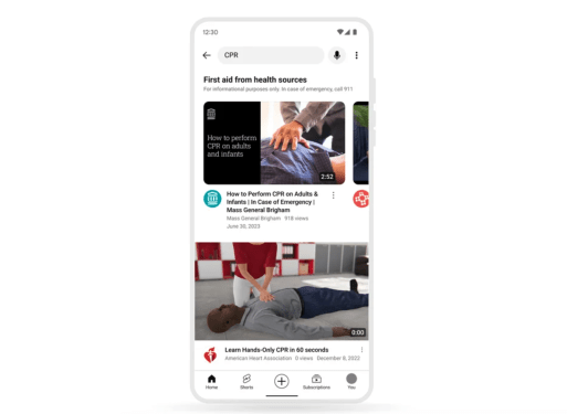 An image showing YouTube's new first aid care shelves