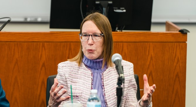 Hester Peirce, commissioner of the U.S. Securities and Exchange Commission at Georgetown University’s McDonough School of Business 2024