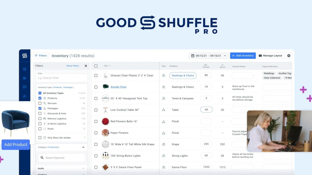 Goodshuffle, event rental, party rental, software