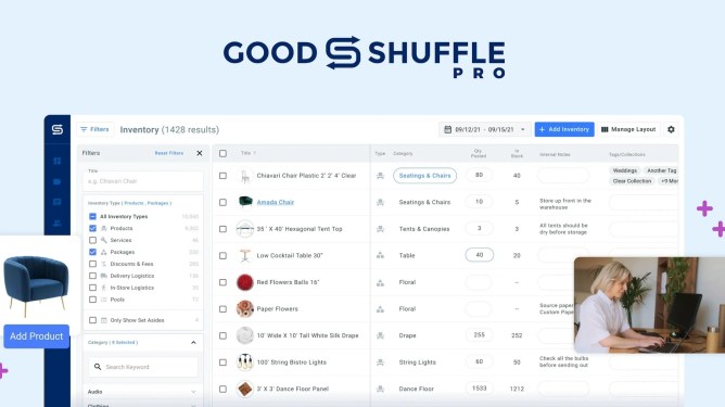 Goodshuffle, event rental, party rental, software