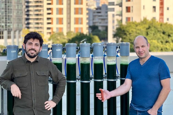 Ingrediome founders, Aviel Even, and Michael Kaholi stand by their rooftop protein-growing lab.